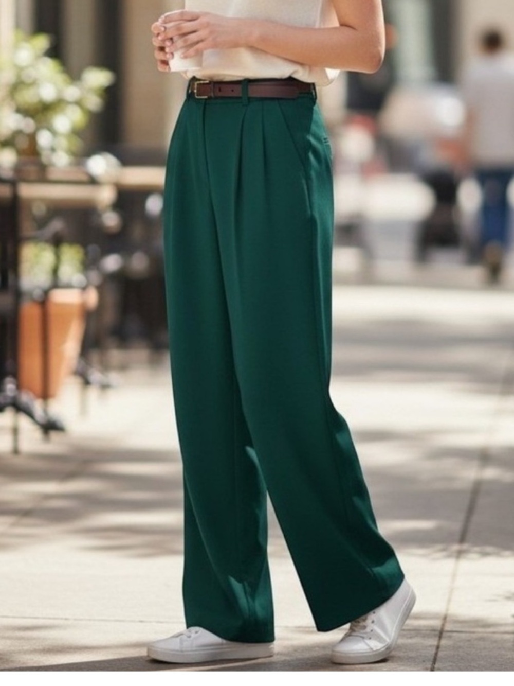 Wilfred The Effortless Pant Japanese Crepe Teal Green Blue Wide-Leg Trousers 6